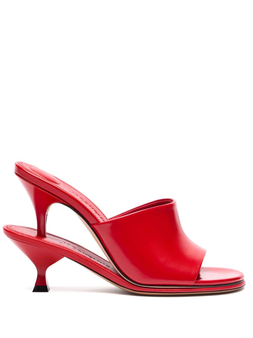 JACQUEMUS Layered Open-Toe Leather Sandals in Red image 0