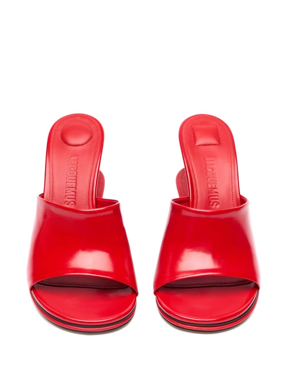 JACQUEMUS Layered Open-Toe Leather Sandals in Red image 1