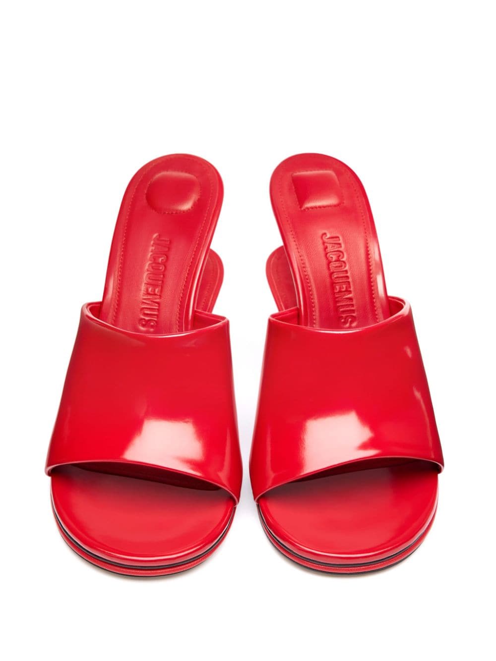 JACQUEMUS Layered Open-Toe Leather Sandals in Red image 3