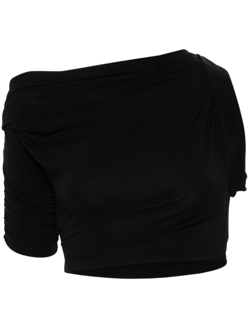 JACQUEMUS Asymmetric Twist Detail Off-Shoulder Top - Black image 0