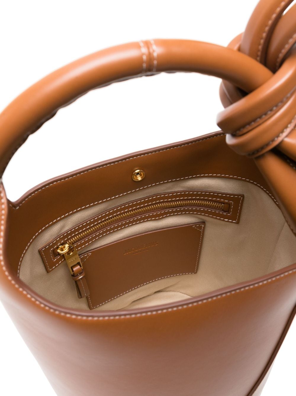 JACQUEMUS Le Chiquito Leather Bucket Bag - Tobacco Brown image 3