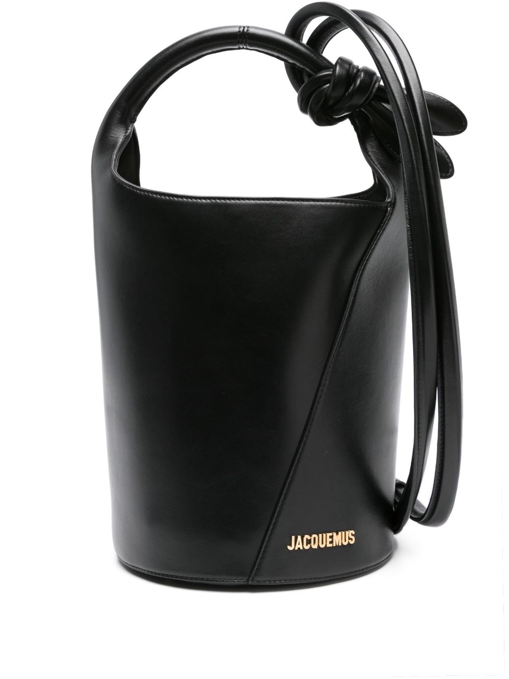 JACQUEMUS Le Chiquito Knot Detail Calfskin Leather Shoulder Bag - Black image 0