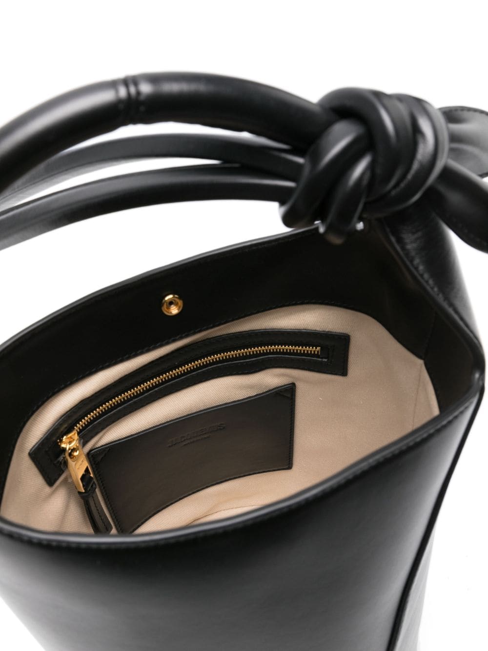 JACQUEMUS Le Chiquito Knot Detail Calfskin Leather Shoulder Bag - Black image 3