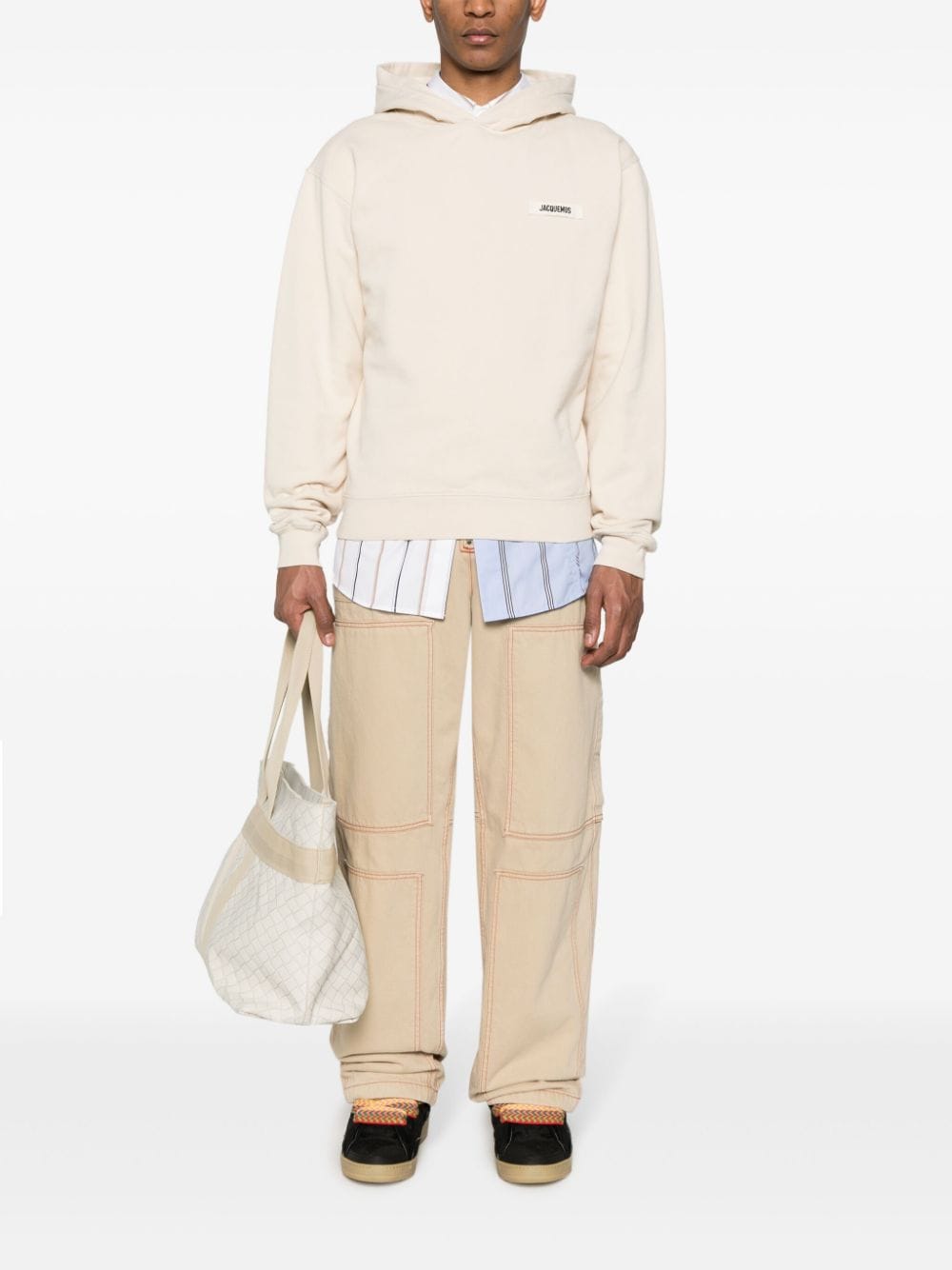 JACQUEMUS Beige Cotton Blend Slouchy Hoodie image 1