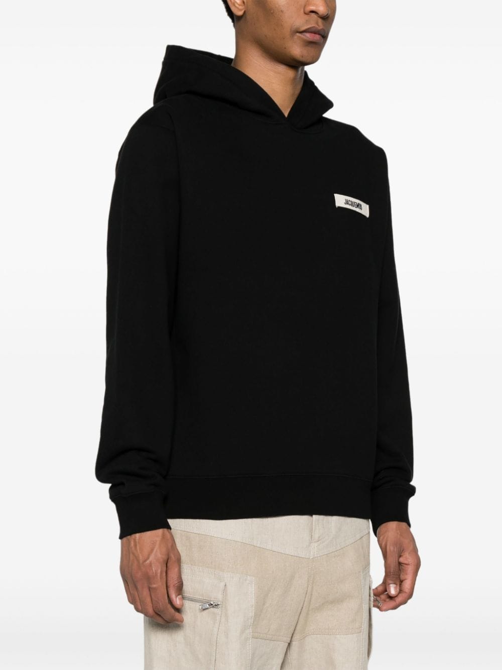 JACQUEMUS Black Cotton Jersey Slouchy Hoodie image 2