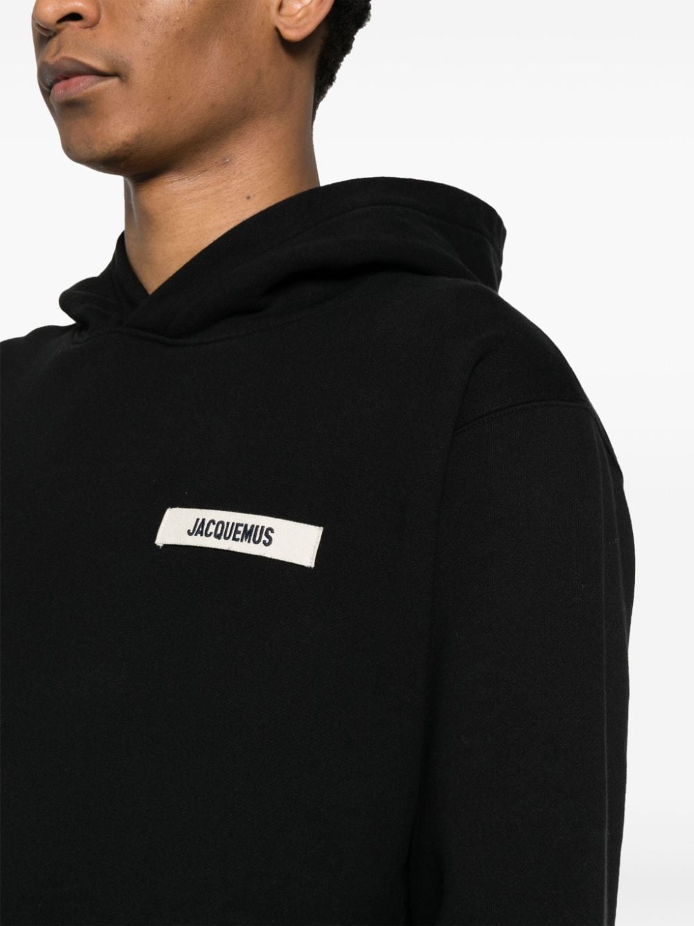 JACQUEMUS Black Cotton Jersey Slouchy Hoodie image 3