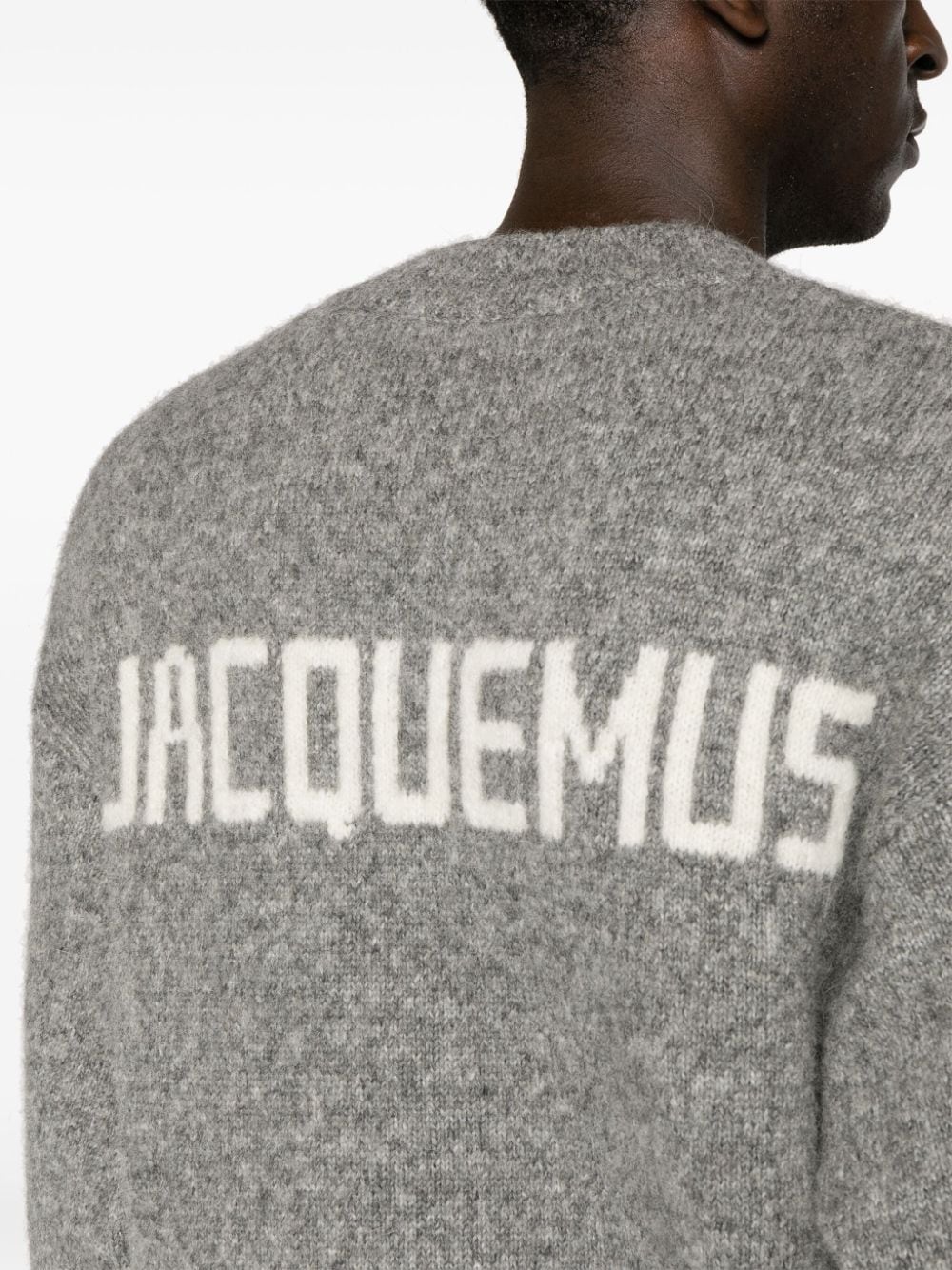 JACQUEMUS Grey Chunky Knit Sweater with Intarsia Logo image 1