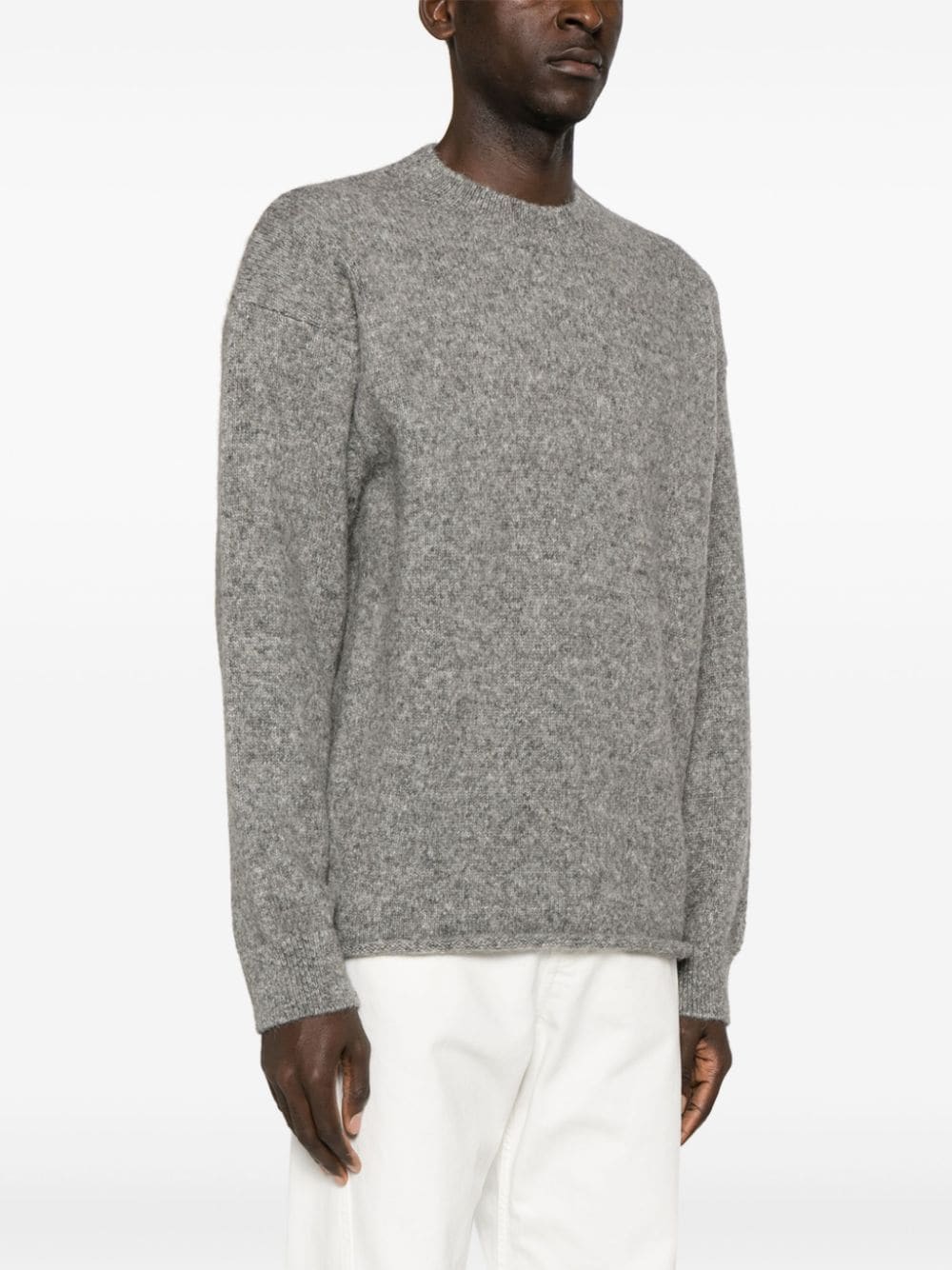 JACQUEMUS Grey Chunky Knit Sweater with Intarsia Logo image 2