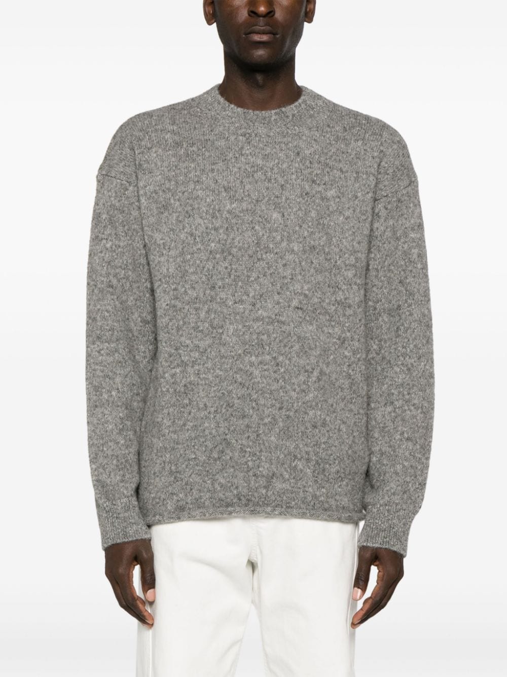 JACQUEMUS Grey Chunky Knit Sweater with Intarsia Logo image 3