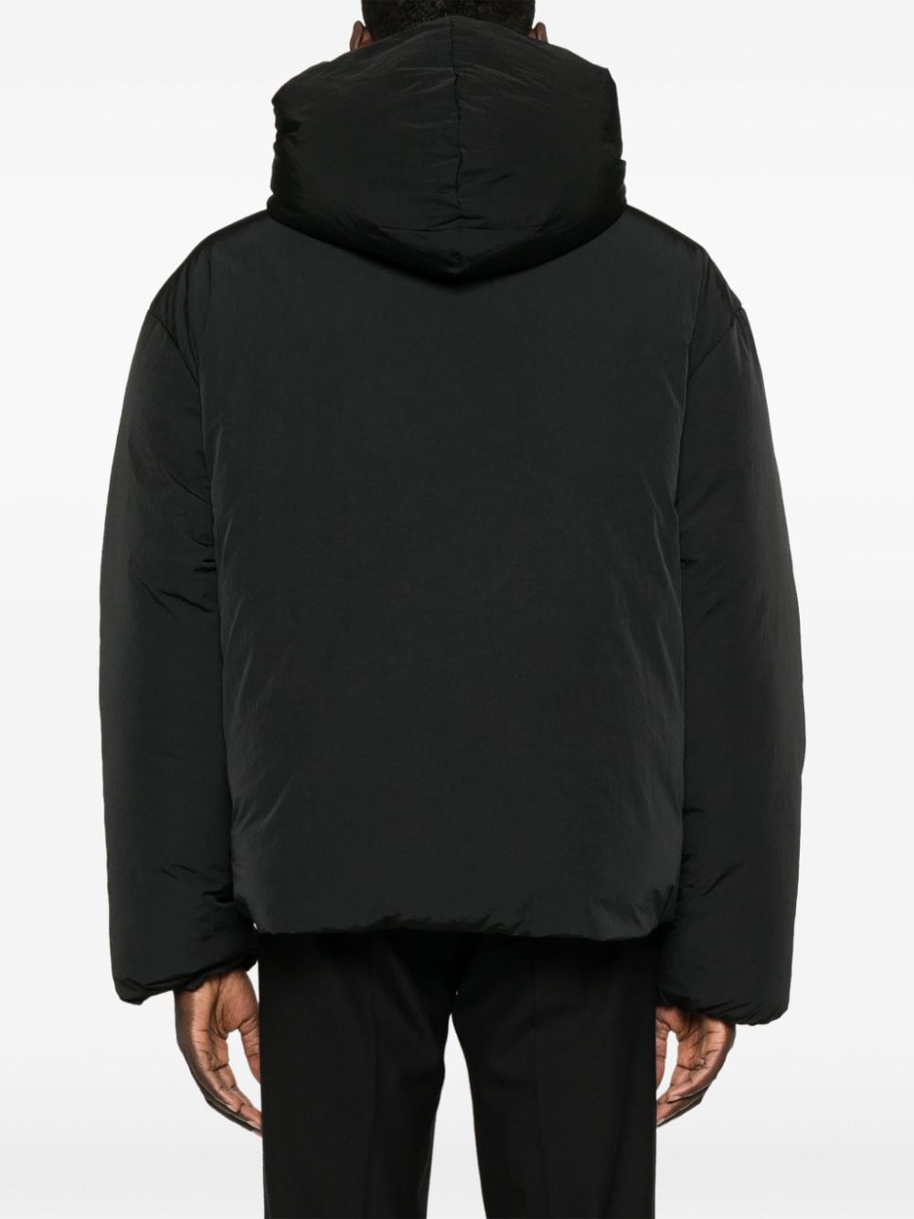 JACQUEMUS Black Padded Funnel Neck Long Sleeve Coat image 1