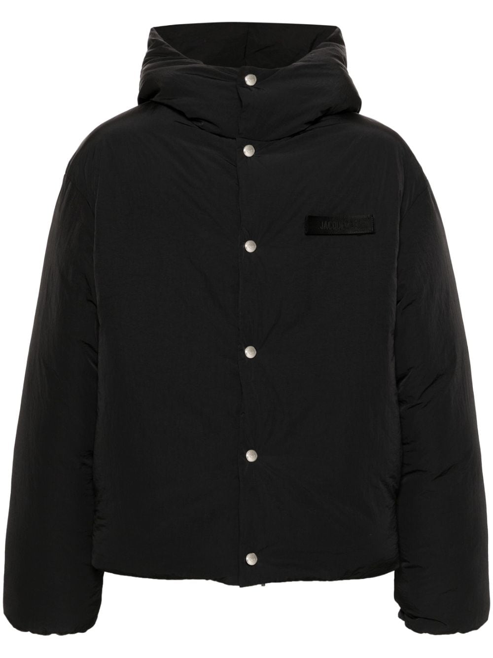 JACQUEMUS Black Padded Funnel Neck Long Sleeve Coat image 0