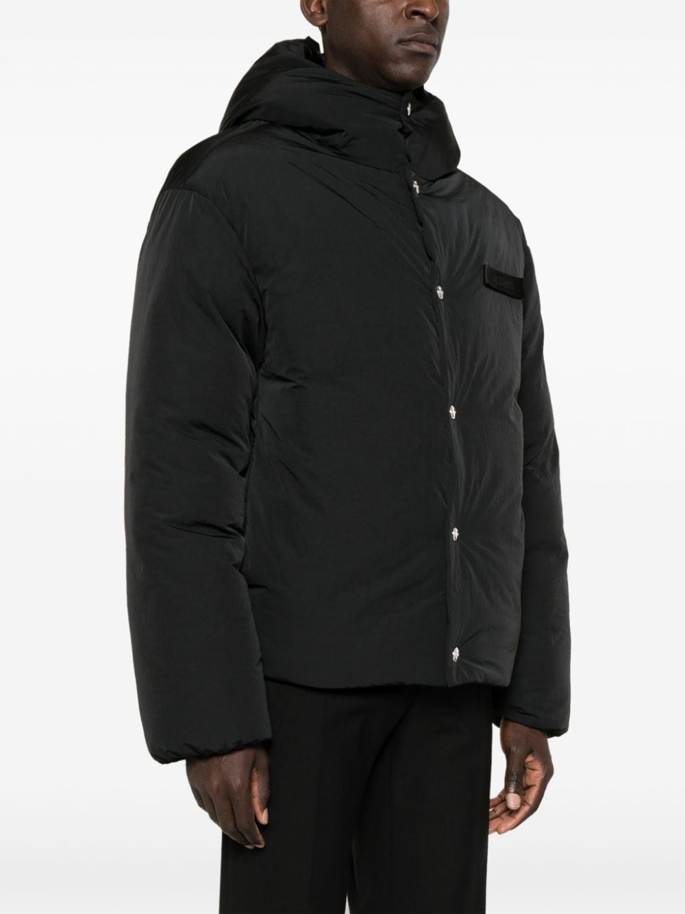 JACQUEMUS Black Padded Funnel Neck Long Sleeve Coat image 2