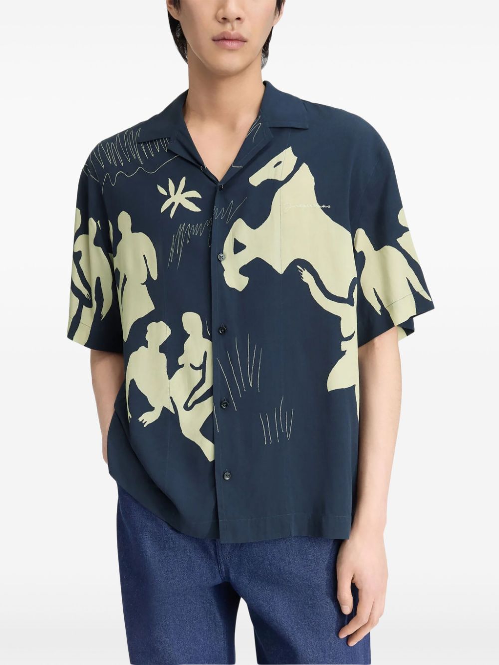 Jacquemus Graphic Print Poplin Shirt - Blue image 3