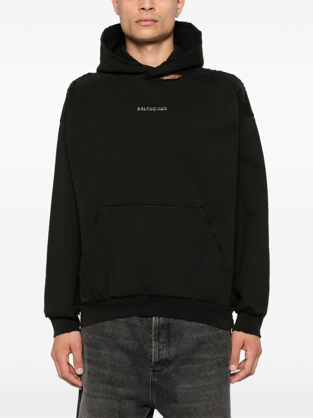 Balenciaga Black Distressed Cotton Sweater image 2