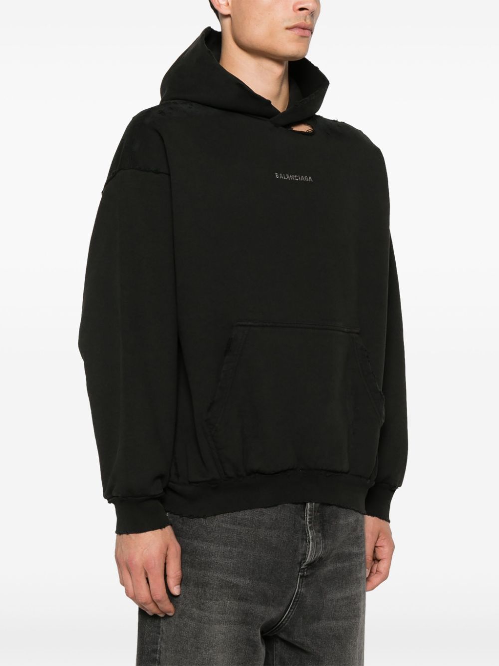 Balenciaga Black Distressed Cotton Sweater image 4