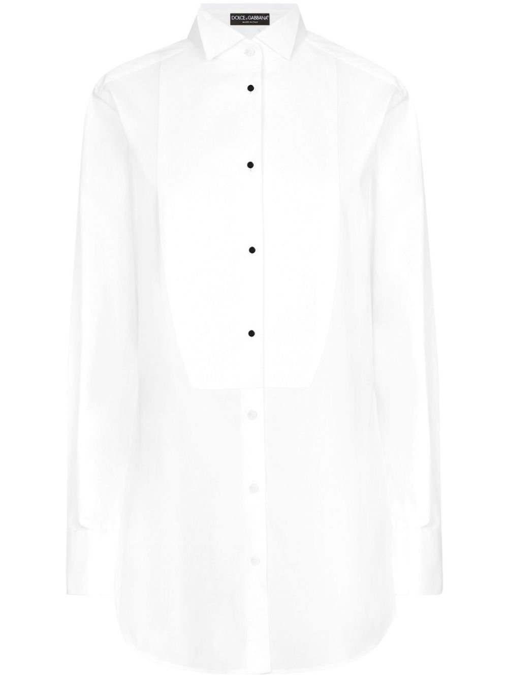 Dolce & Gabbana White Cotton Poplin Piqué Trim Shirt image 0