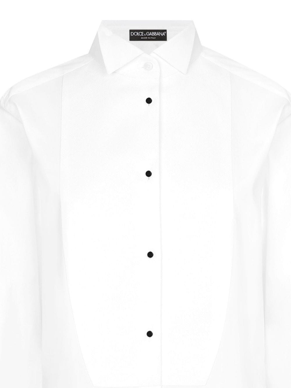 Dolce & Gabbana White Cotton Poplin Piqué Trim Shirt image 1