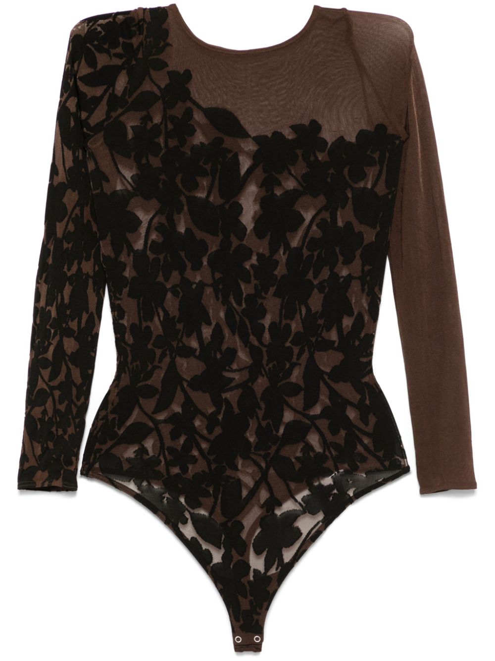 Wolford Brown Floral Jacquard Long Sleeve Top image 0