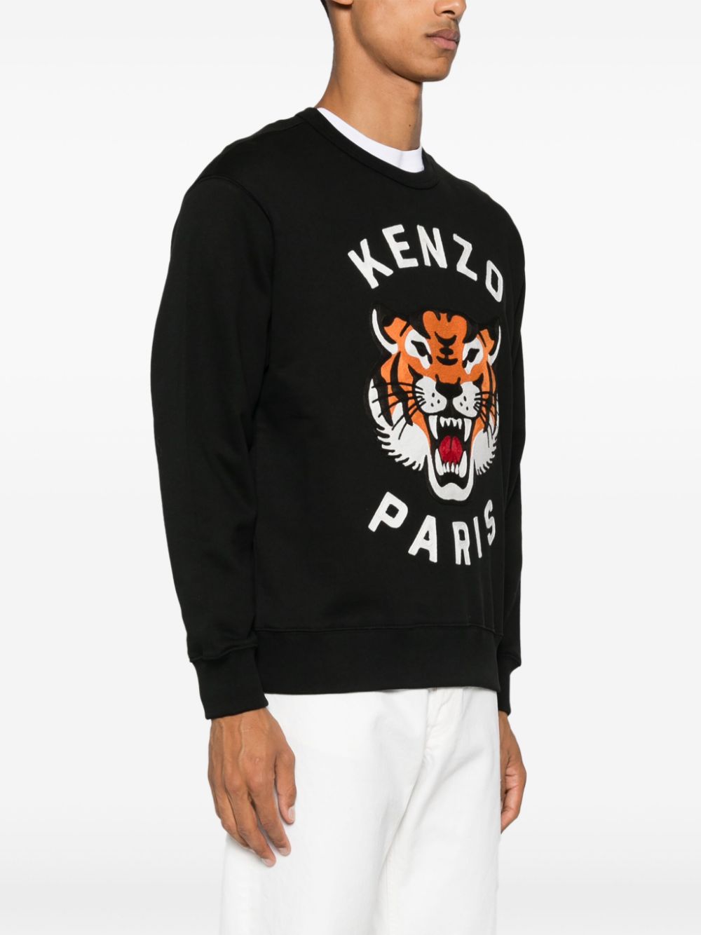 Kenzo Lucky Tiger Embroidered Black Cotton Sweater image 2