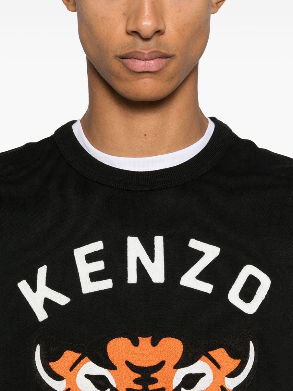 Kenzo Lucky Tiger Embroidered Black Cotton Sweater image 3