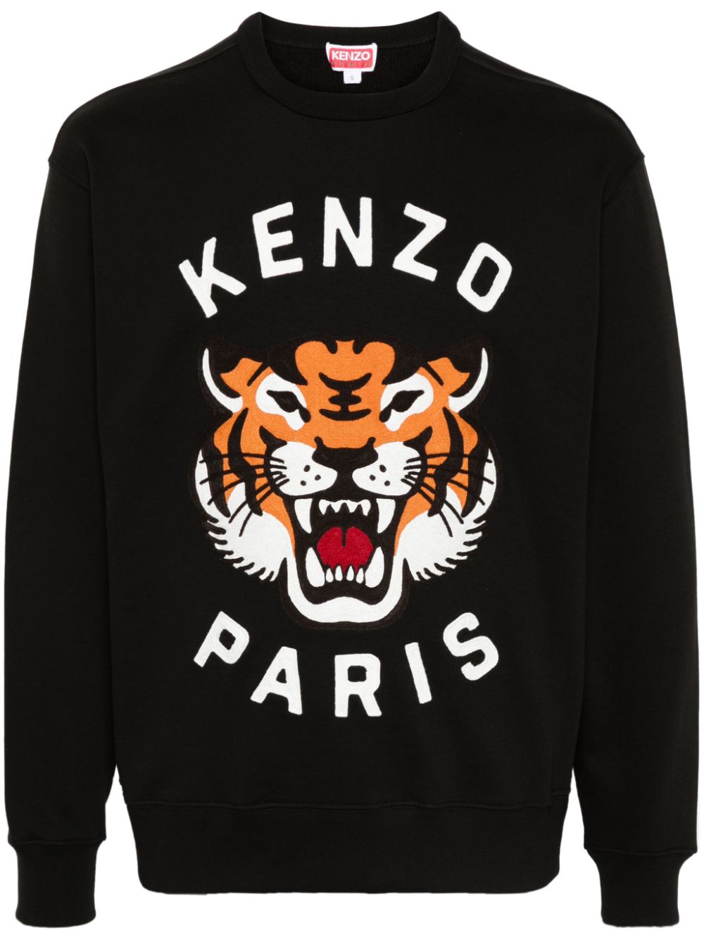 Kenzo Lucky Tiger Embroidered Black Cotton Sweater image 0