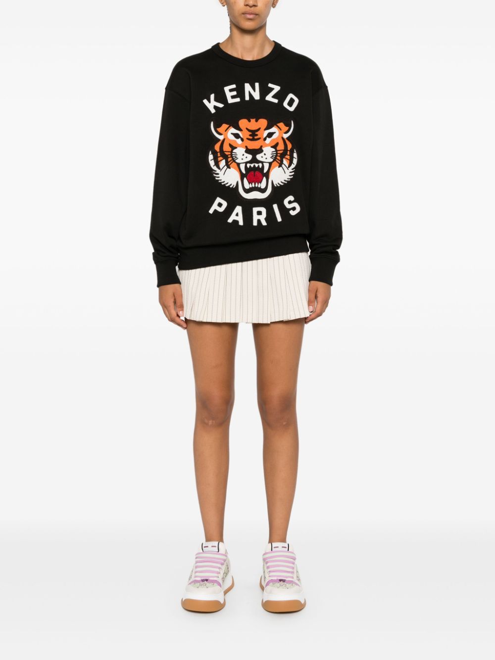 Kenzo Lucky Tiger Embroidered Black Cotton Sweater image 5