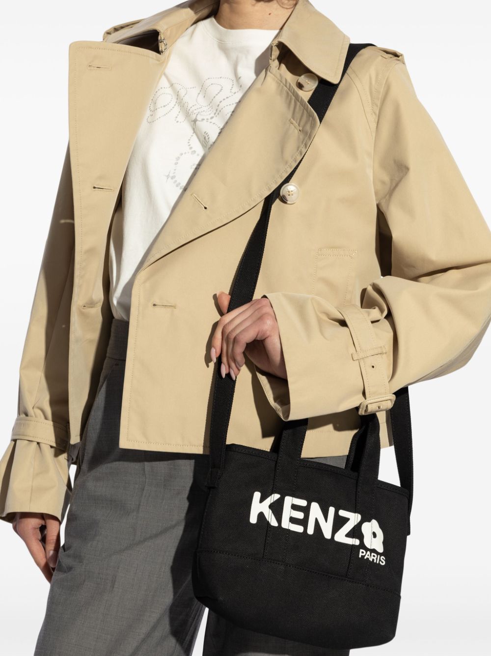 Kenzo Two-Tone Logo Print Cotton Tote Bag image 4