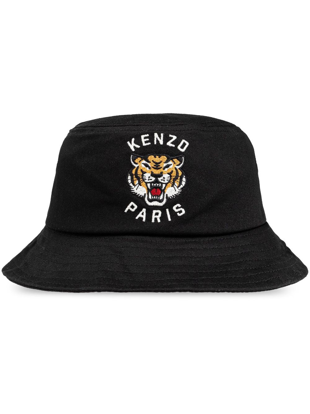 Kenzo Black Cotton Twill Curved Brim Hat with Tiger Logo image 0