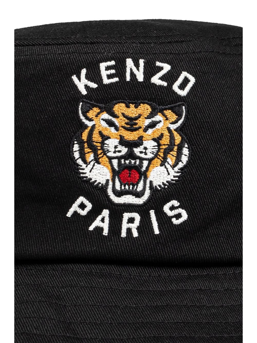 Kenzo Black Cotton Twill Curved Brim Hat with Tiger Logo image 4