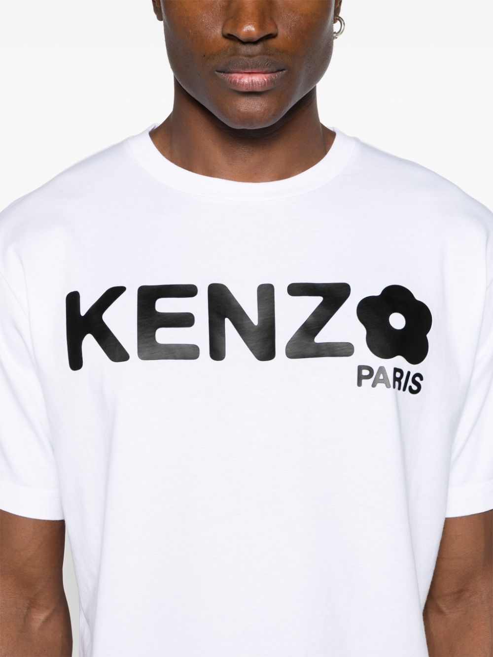 Kenzo Men's White Organic Cotton T-Shirt with Boke Flower Logo image 3