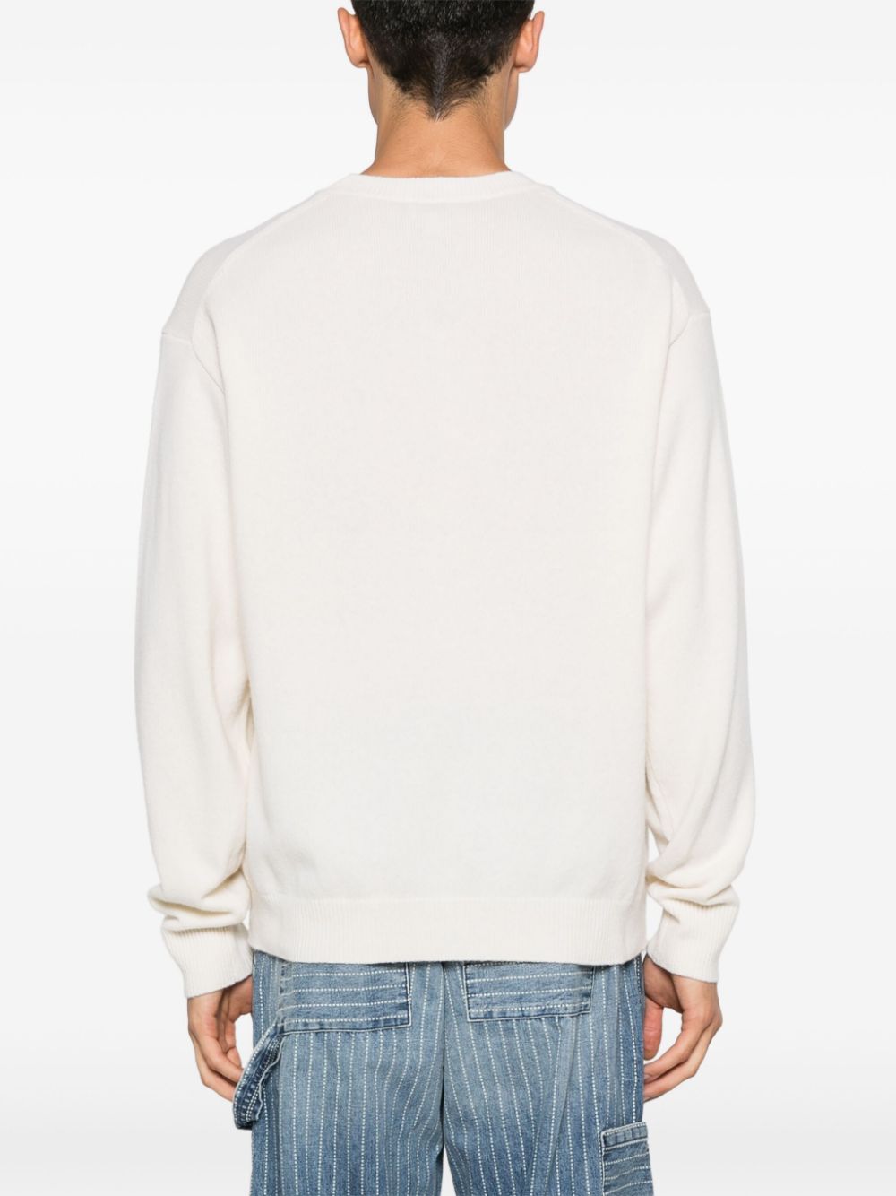 Kenzo Boke Flower Intarsia Knit Crewneck Sweater - White image 3