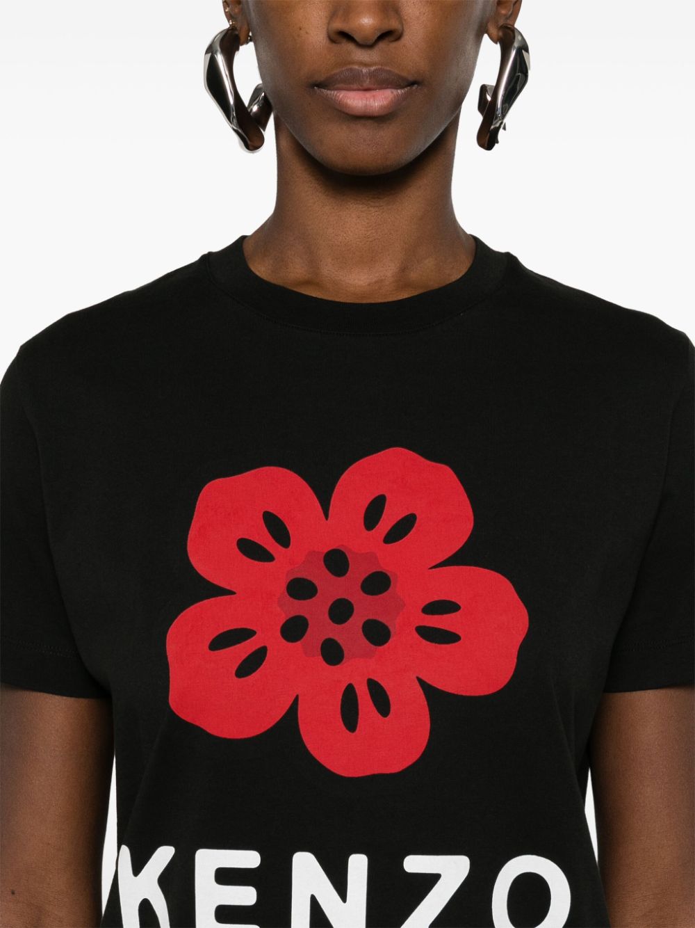 Kenzo Black Organic Cotton T-Shirt with Logo Print image 1