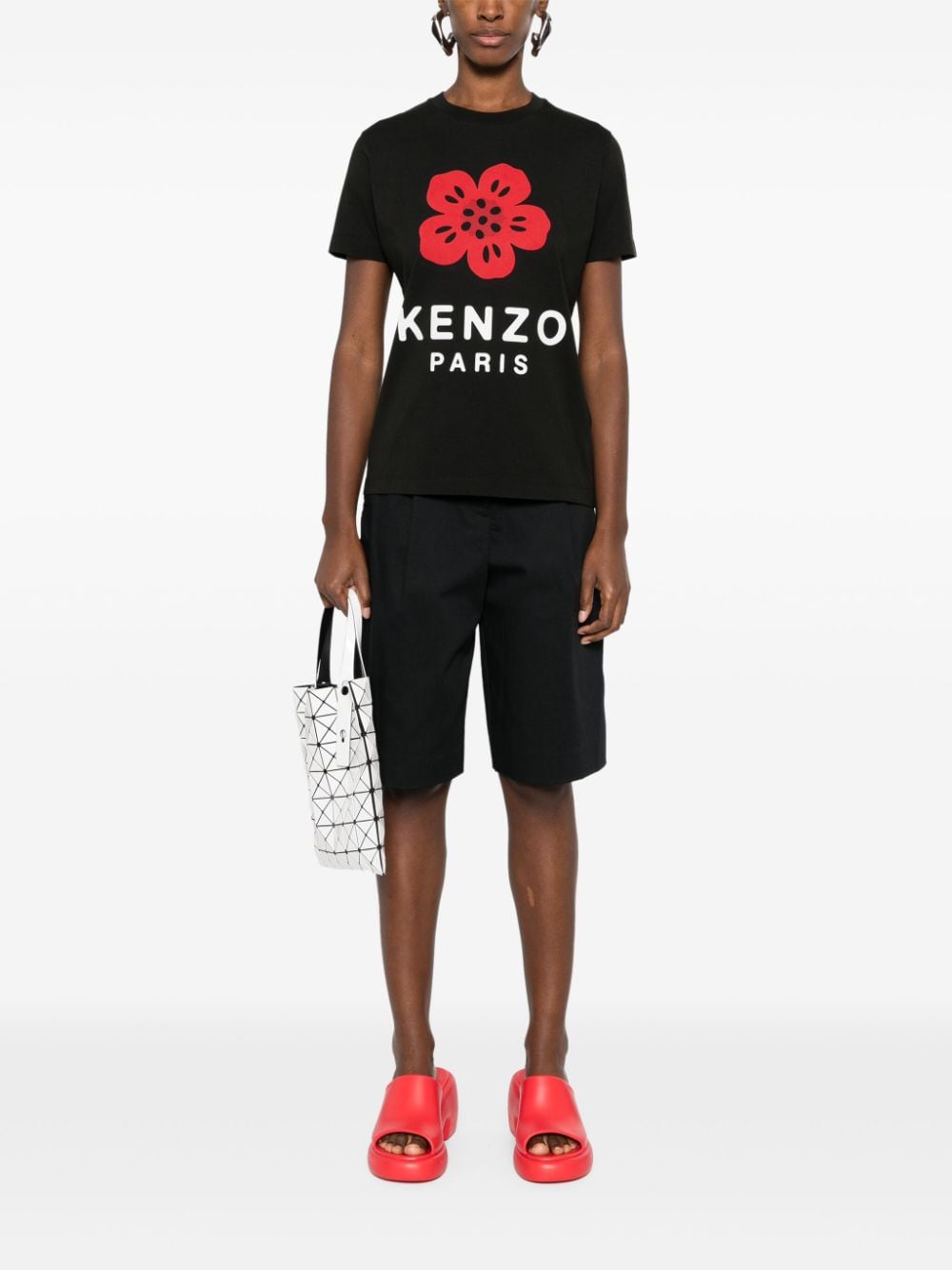 Kenzo Black Organic Cotton T-Shirt with Logo Print image 2