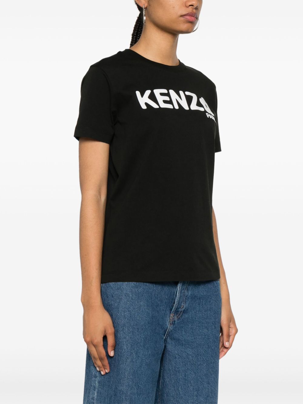 Kenzo Black Cotton T-Shirt with Logo Print image 4