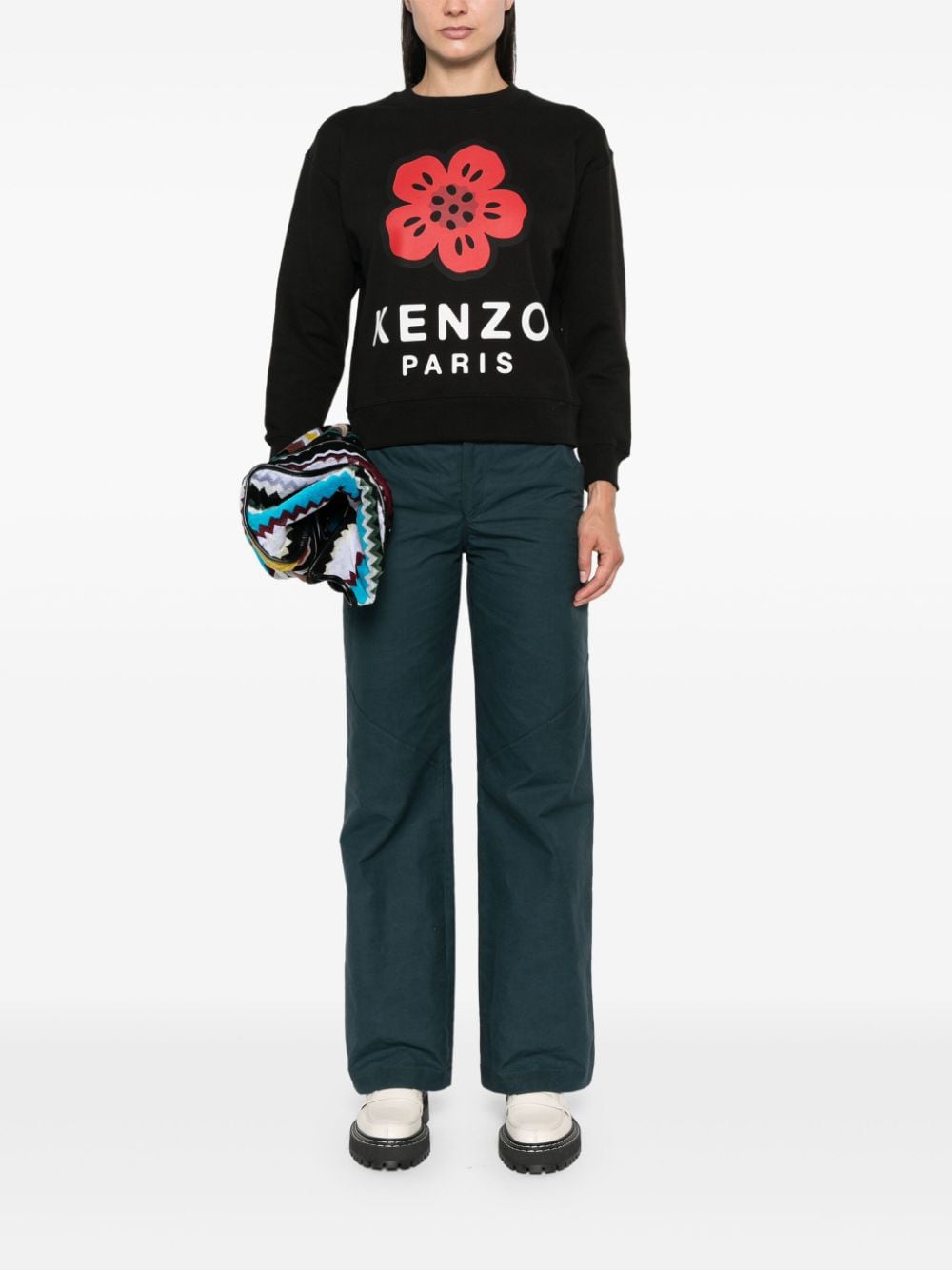 Kenzo Black Floral & Logo Print Sweater image 3