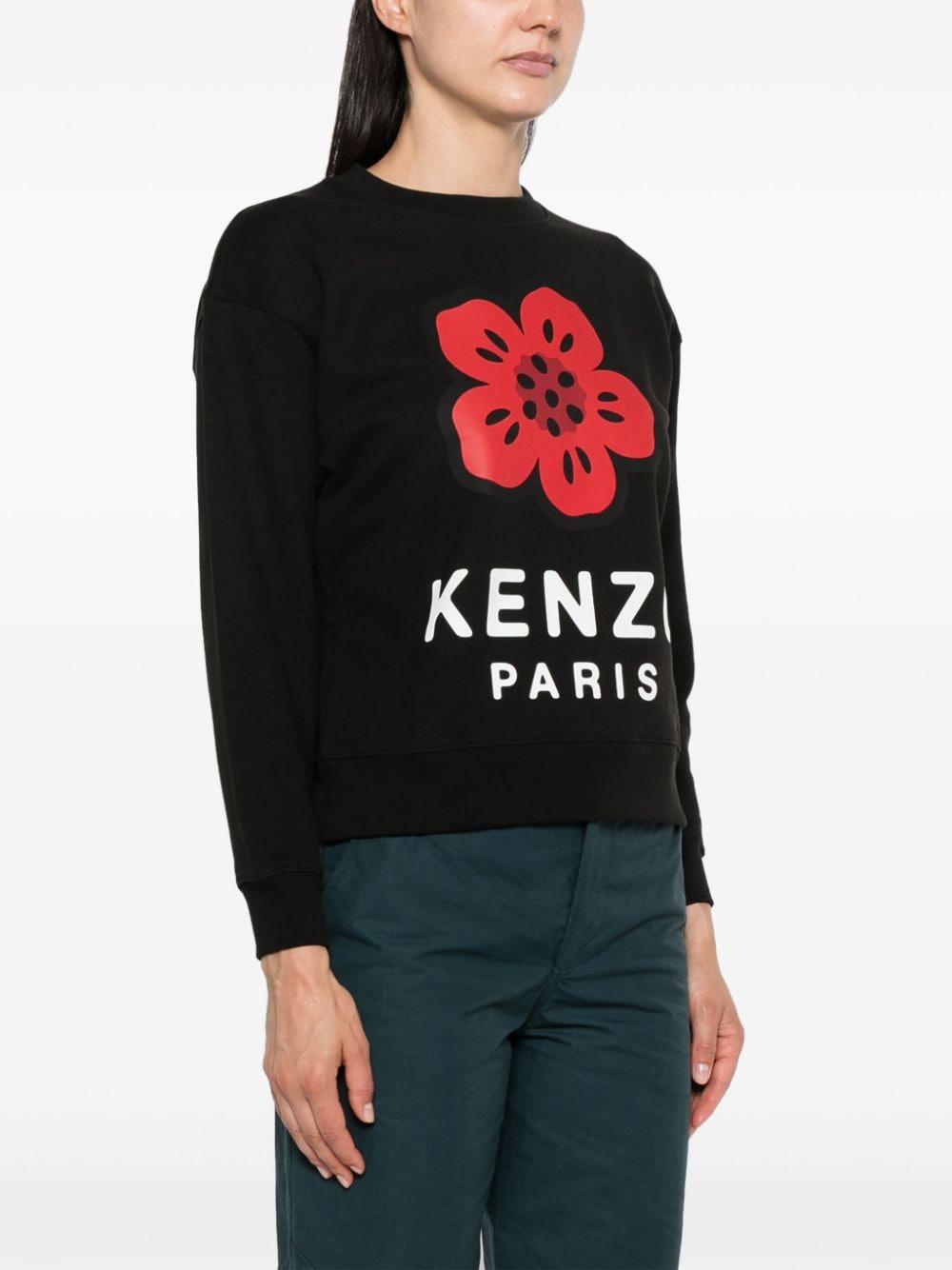 Kenzo Black Floral & Logo Print Sweater image 4