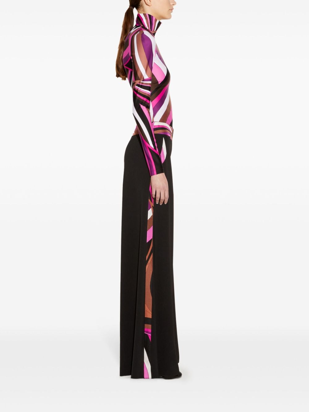 Pucci-Inspired Fuchsia Graphic Print Mock Neck Sweater image 0