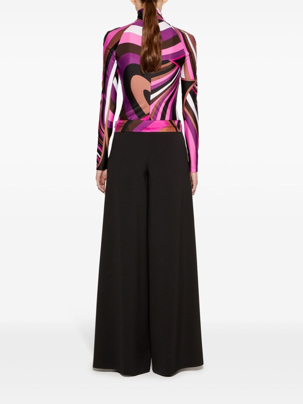 Pucci-Inspired Fuchsia Graphic Print Mock Neck Sweater image 2