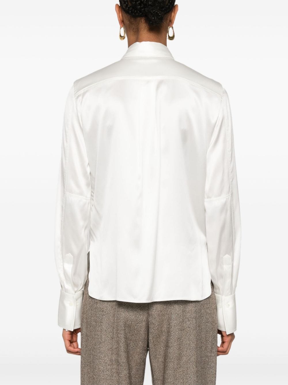 Brunello Cucinelli White Stretch-Silk Satin Shirt image 1