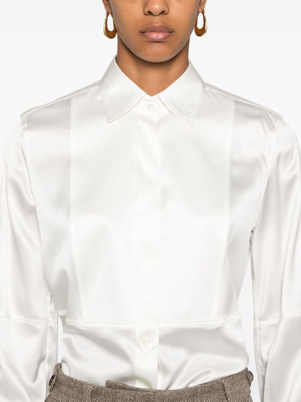 Brunello Cucinelli White Stretch-Silk Satin Shirt image 2