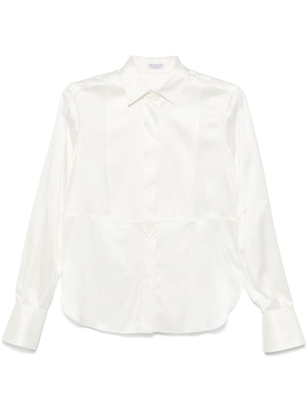 Brunello Cucinelli White Stretch-Silk Satin Shirt image 0