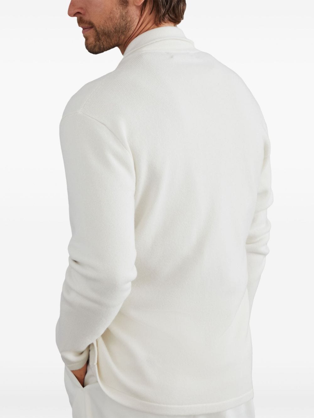 Brunello Cucinelli Cream Cashmere Double-Breasted Sweater image 4