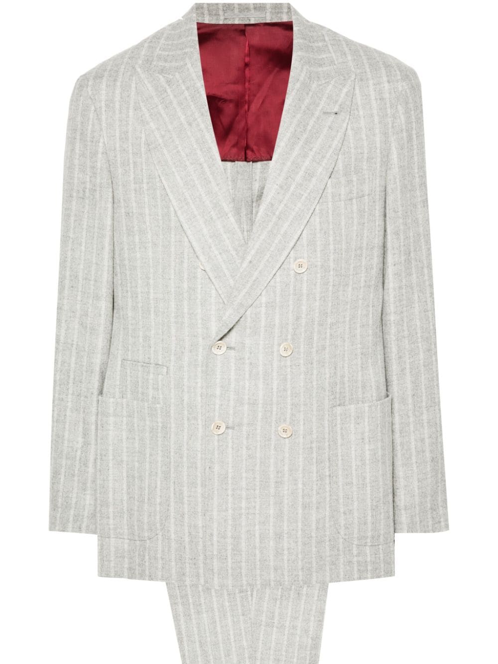 Brunello Cucinelli Light Grey Alpaca Wool Blend Stripe Suit image 0