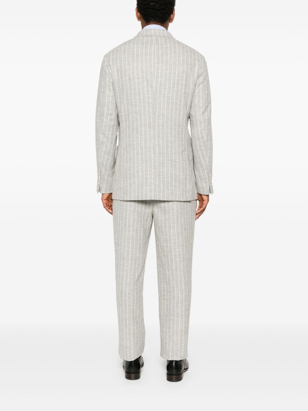 Brunello Cucinelli Light Grey Alpaca Wool Blend Stripe Suit image 1