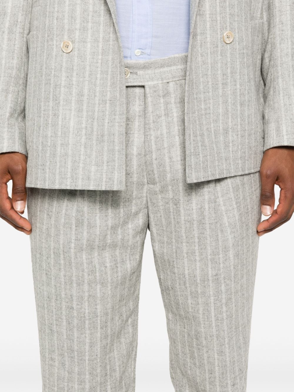 Brunello Cucinelli Light Grey Alpaca Wool Blend Stripe Suit image 3