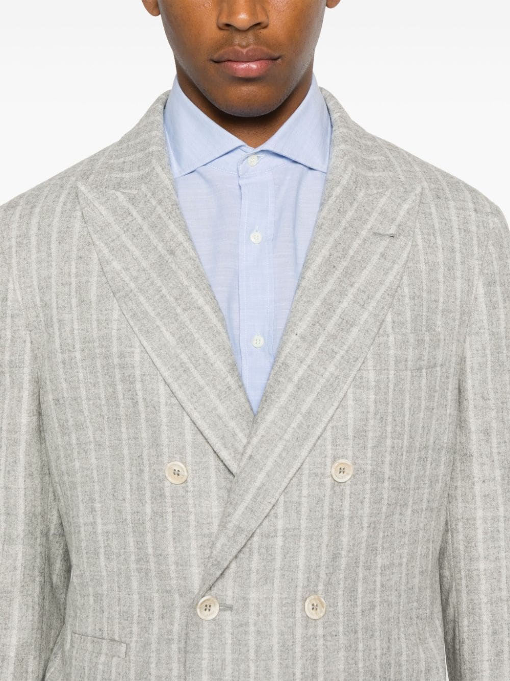 Brunello Cucinelli Light Grey Alpaca Wool Blend Stripe Suit image 4