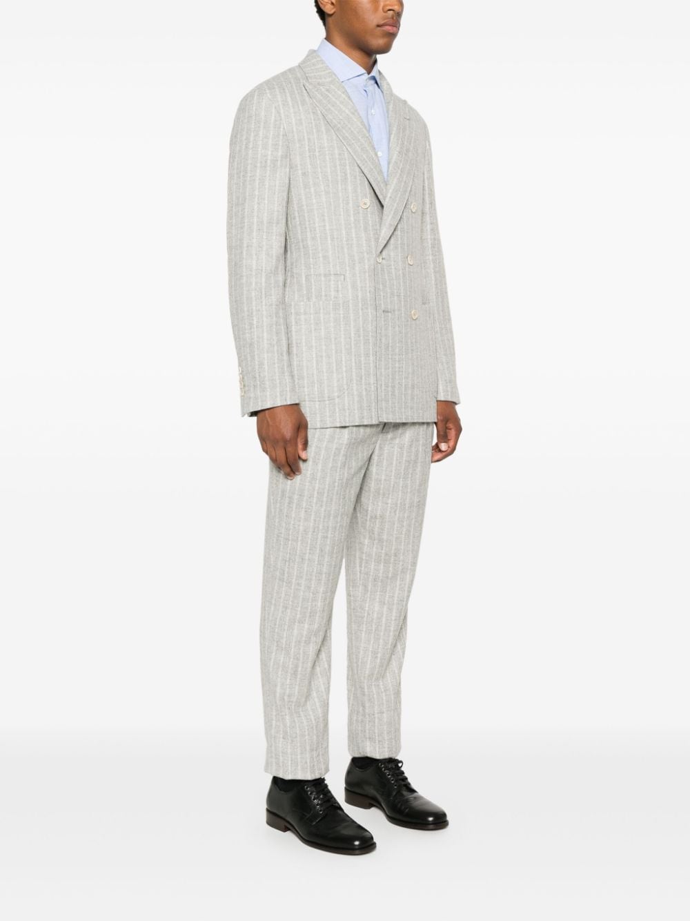 Brunello Cucinelli Light Grey Alpaca Wool Blend Stripe Suit image 5