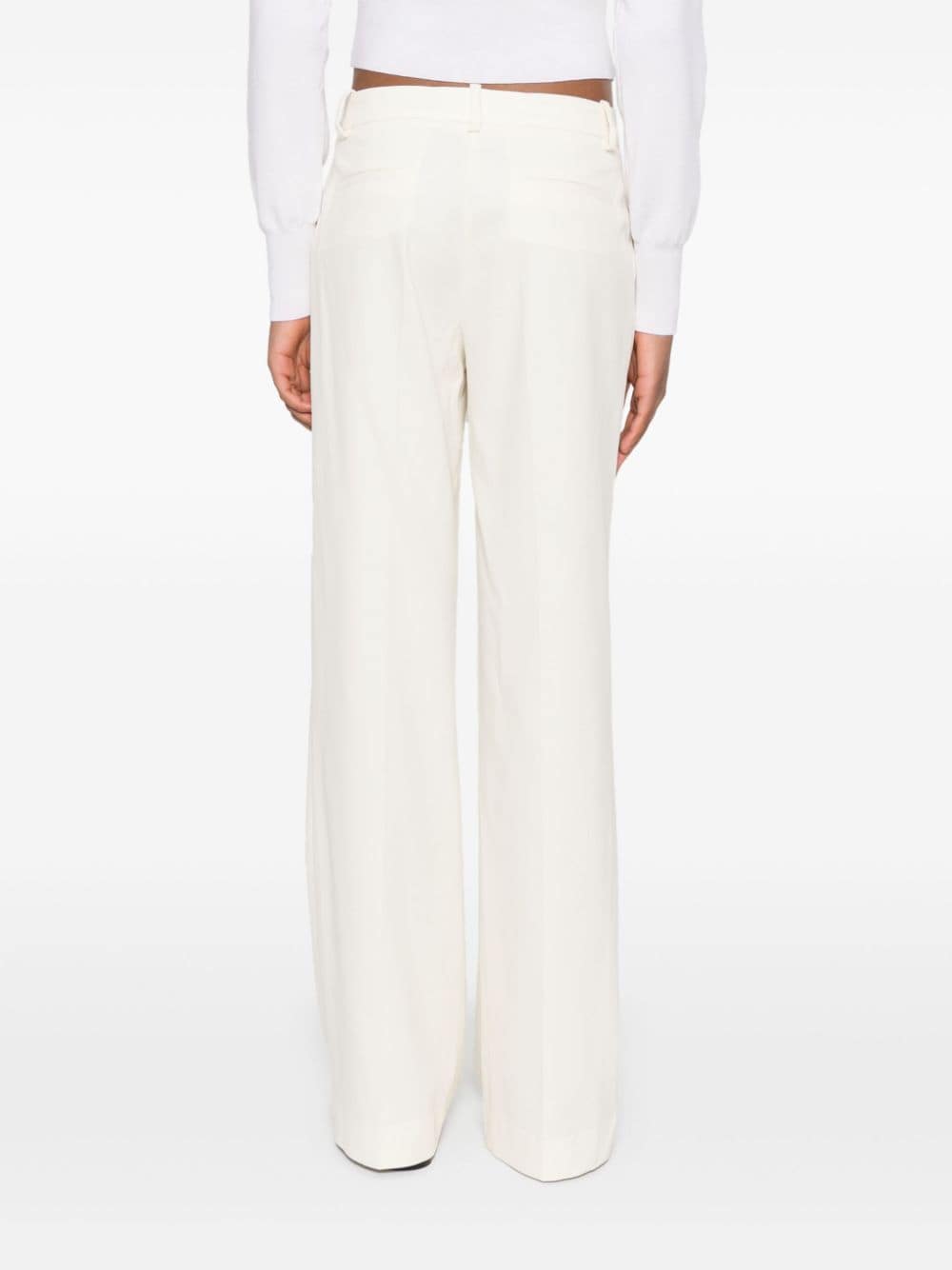 White Textured Cotton Blend Trousers image 4