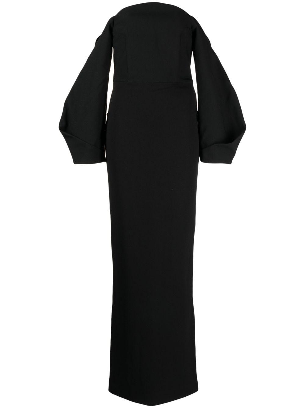 Solace London Black Strapless Off-Shoulder Puff Sleeve Maxi Dress image 0