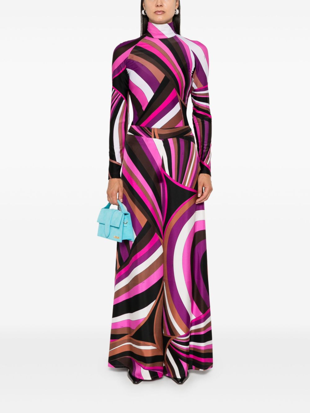 Pucci Logo Print Silk Satin Wide Leg Trousers - Fuchsia image 1